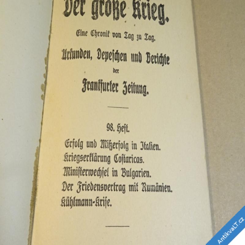 foto DER GROSSE KRIEG Frankfurt. Zeitung 98. 1918