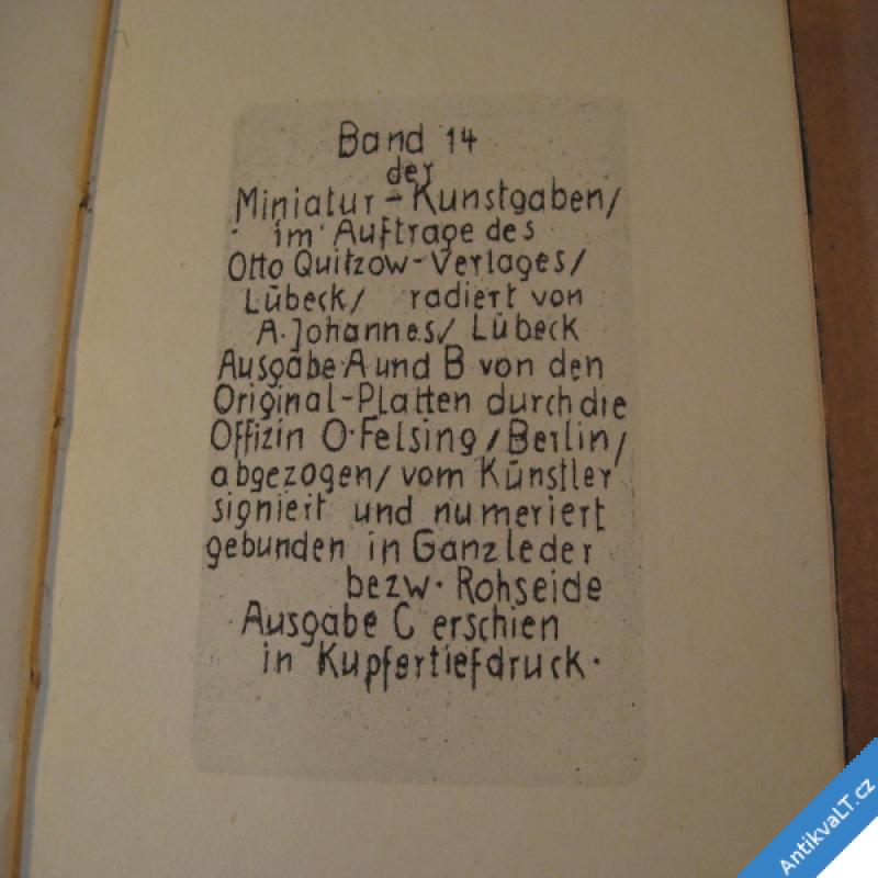 foto GOETHE MAILIED radiert Johannes A. Lübeck cca 1920 Miniatur Kunstgaben