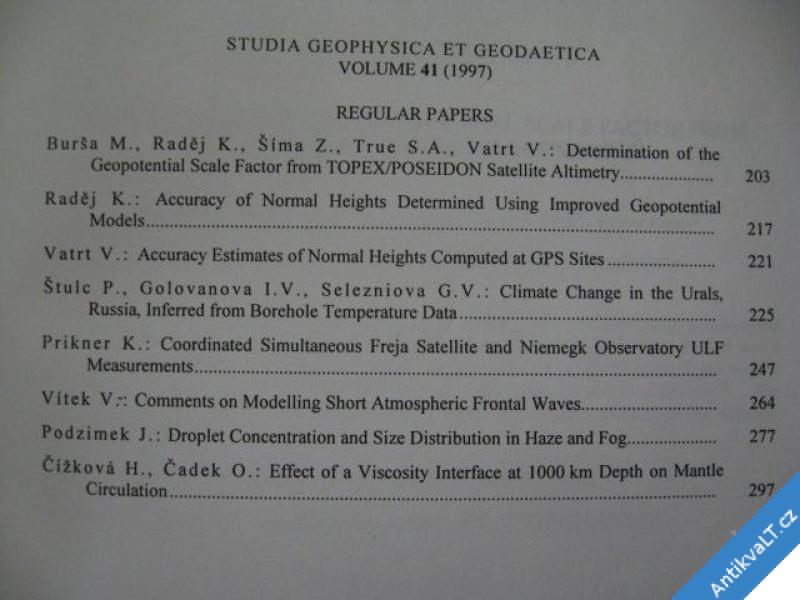 foto 
  STUDIA GEOPHYSICA A GEODAETICA AV ČR 1997/3 R. 41 